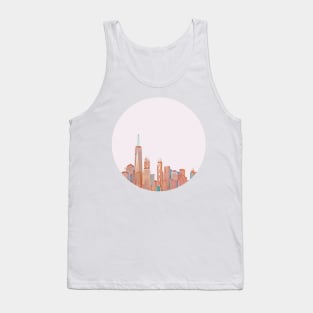 New York City (Manhattan) Skyline in Pink Tank Top